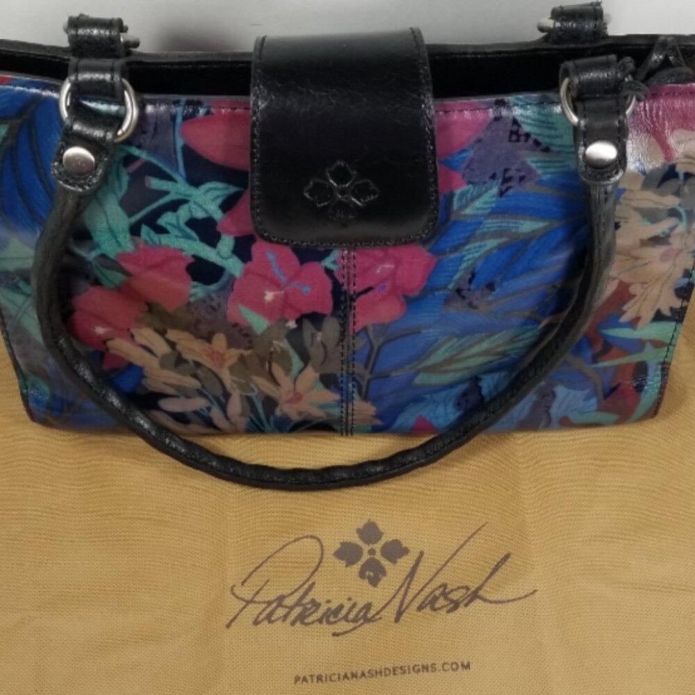 PATRICIA NASH Blue Forest Satchel Bag w Protective Storage Bag and Tags